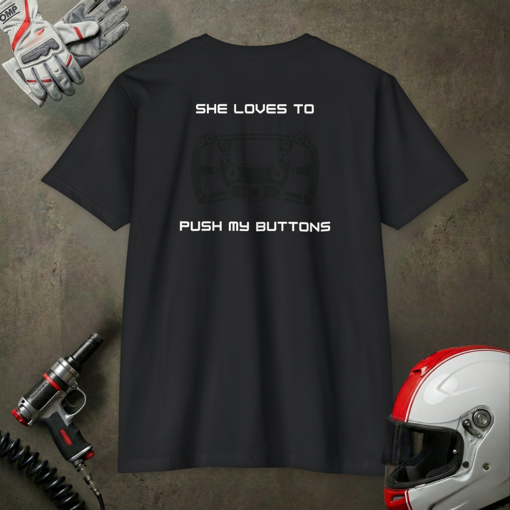 Duhaime Apparel | Push My Buttons graphic T-shirt | back print