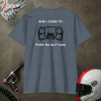 Duhaime Apparel | Push My Buttons graphic T-shirt | back print