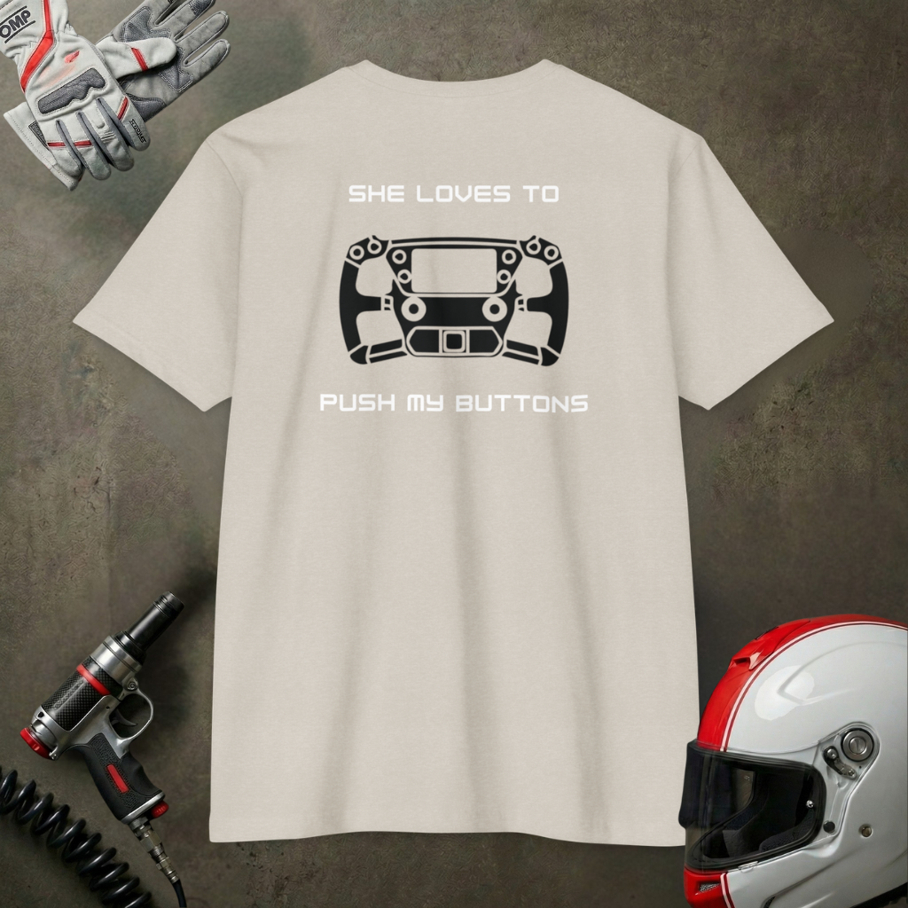 Duhaime Apparel | Push My Buttons graphic T-shirt | back print