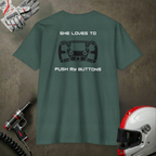 Duhaime Apparel | Push My Buttons graphic T-shirt | back print